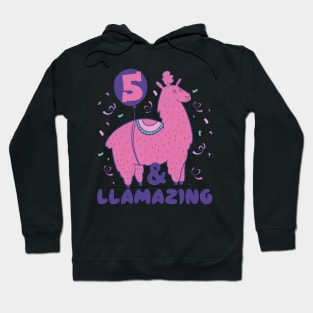 Llamazing 5th Birthday 5 Years Old Llama Girls Kids Gift product Hoodie